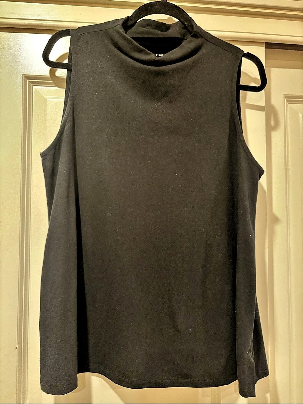 Eileen Fisher Sleeveless Mock/Funnel Neck Top Black Size Large